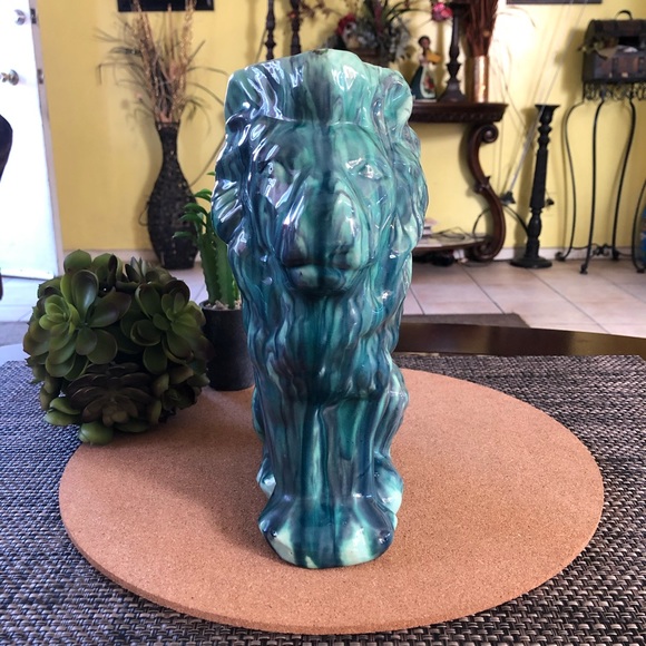 Vintage MCM Green and Teal Glazed Ceramic Pitcher - Picture 3 of 6